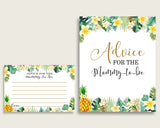 Tropical Advice For Mommy To Be Cards & Sign, Printable Baby Shower Green Yellow Advice For New Parents, Instant Download, Popular 4N0VK