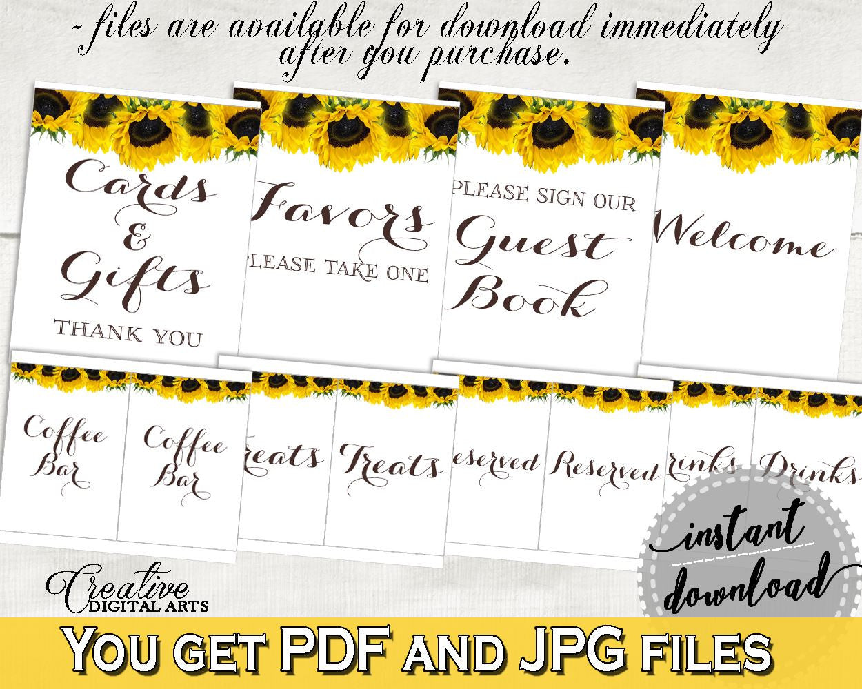 Table Signs Bridal Shower Table Signs Sunflower Bridal Shower Table Signs Bridal Shower Sunflower Table Signs Yellow White prints SSNP1 - Digital Product