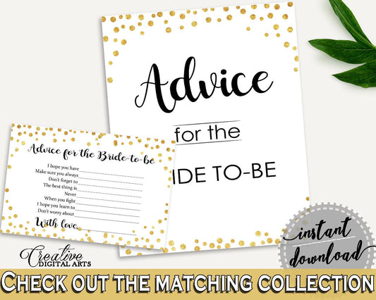 Advice Cards Bridal Shower Advice Cards Confetti Bridal Shower Advice Cards Bridal Shower Confetti Advice Cards Gold White prints CZXE5 - Digital Product