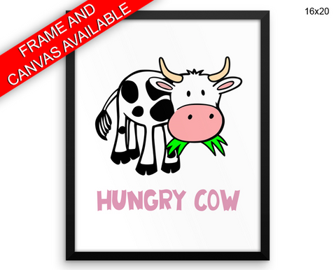 Hungry Cow Print, Beautiful Wall Art with Frame and Canvas options available Kitchen Decor