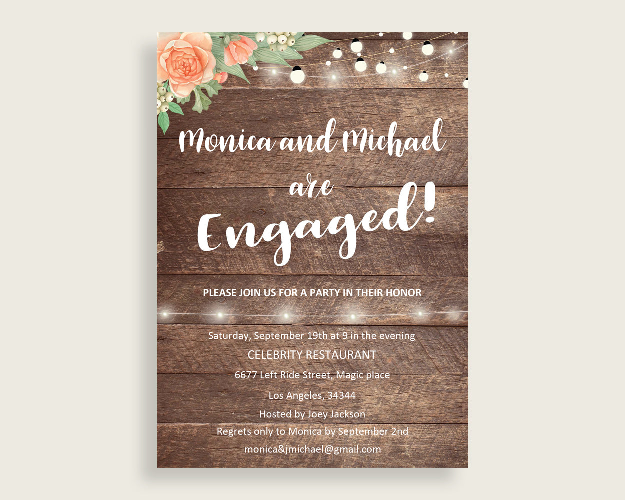 Engagement Invitation Bridal Shower Engagement Invitation Rustic Bridal Shower Engagement Invitation Bridal Shower Flowers Engagement SC4GE