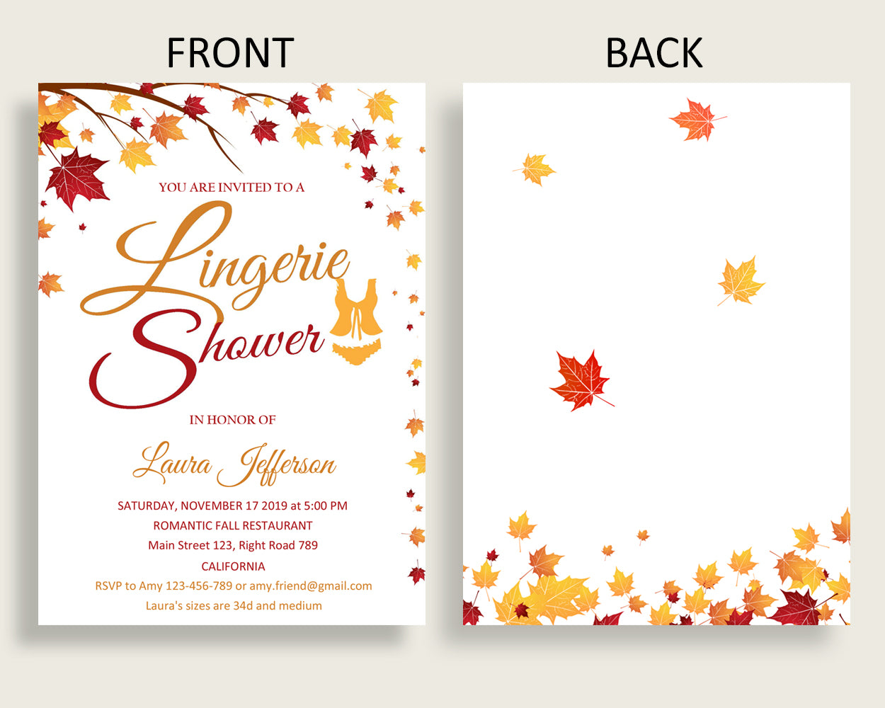 Lingerie Shower Invitation Bridal Shower Lingerie Shower Invitation Fall Bridal Shower Lingerie Shower Invitation Bridal Shower Autumn YCZ2S