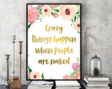 Wall Decor Funny Printable Naked Prints Funny Sign Naked  Printable Art Funny naked people naked sign two people love funny quote home decor - Digital Download