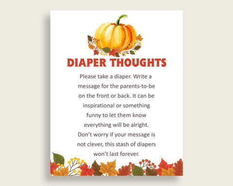 Diaper Thoughts Baby Shower Diaper Thoughts Fall Baby Shower Diaper Thoughts Baby Shower Pumpkin Diaper Thoughts Orange Brown prints BPK3D - Digital Product