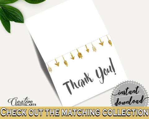 Thank You Card Baby Shower Thank You Card Gold Arrows Baby Shower Thank You Card Baby Shower Gold Arrows Thank You Card Gold White - I60OO - Digital Product