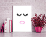 Lashes Framed Print Available Lips Canvas Print Available Lashes Fashion Art Lips Fashion Print Lashes Printed Lips eyelashes print - Digital Download