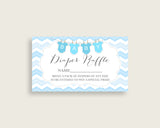 Chevron Baby Shower Diaper Raffle Tickets Game, Boy Blue White Diaper Raffle Card Insert and Sign Printable, Instant Download, 3.5x2", cbl01