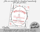 Pink And Gray Paris Bridal Shower Theme: Bridal Shower Welcome Sign Editable - editable pdf, gray eiffel tower, party stuff, prints - NJAL9 - Digital Product