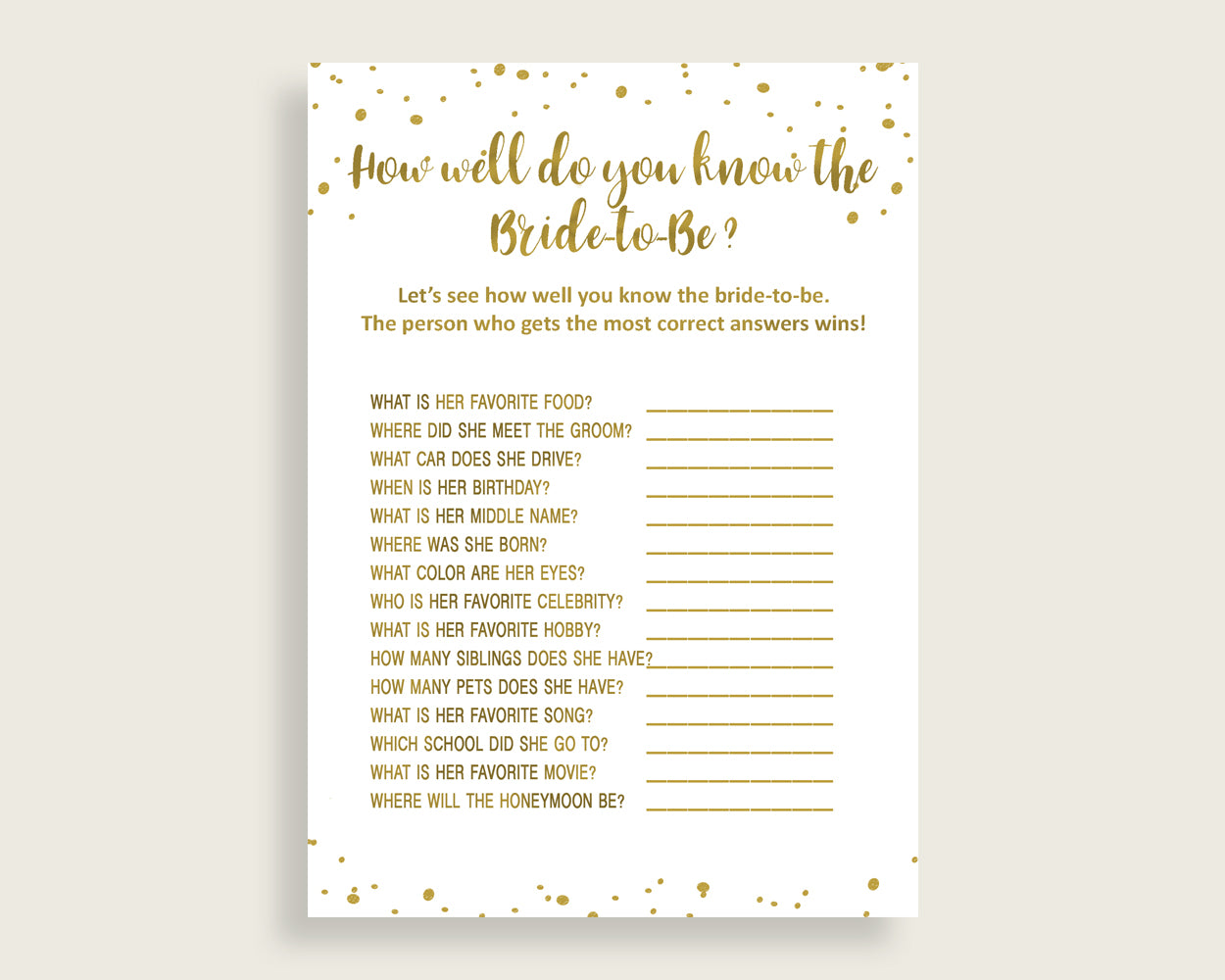 How Well Do You Know The Bride To Be Bridal Shower How Well Do You Know The Bride To Be Gold Bridal Shower How Well Do You Know The G2ZNX