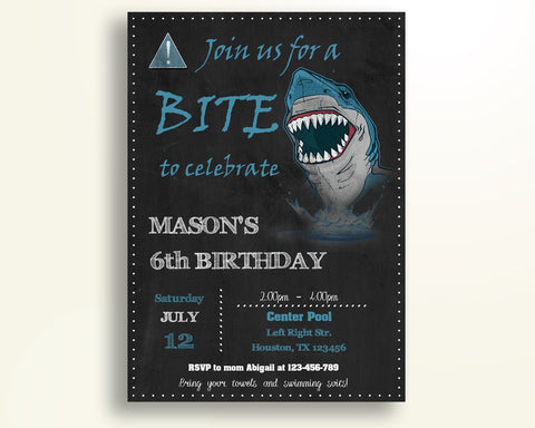 Shark Birthday Invitation Shark Birthday Party Invitation Shark Birthday Party Shark Invitation Boy invitation for boy blue shark GS0R1 - Digital Product