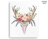 Skull Flowers Print, Beautiful Wall Art with Frame and Canvas options available Animal Decor