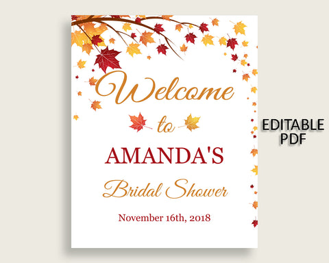 Welcome Sign Bridal Shower Welcome Sign Fall Bridal Shower Welcome Sign Bridal Shower Autumn Welcome Sign Brown Yellow pdf jpg paper YCZ2S