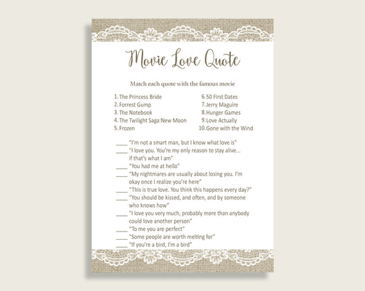 Movie Love Quotes Bridal Shower Movie Love Quotes Burlap And Lace Bridal Shower Movie Love Quotes Bridal Shower Burlap And Lace Movie NR0BX