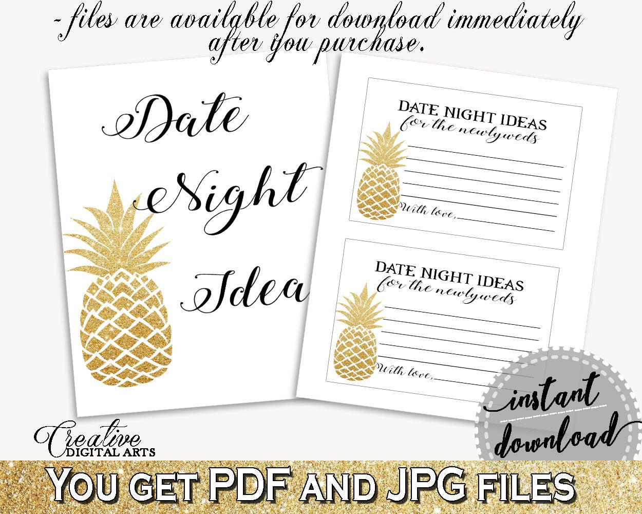 Date Night Ideas Bridal Shower Date Night Ideas Pineapple Bridal Shower Date Night Ideas Bridal Shower Pineapple Date Night Ideas Gold 86GZU - Digital Product