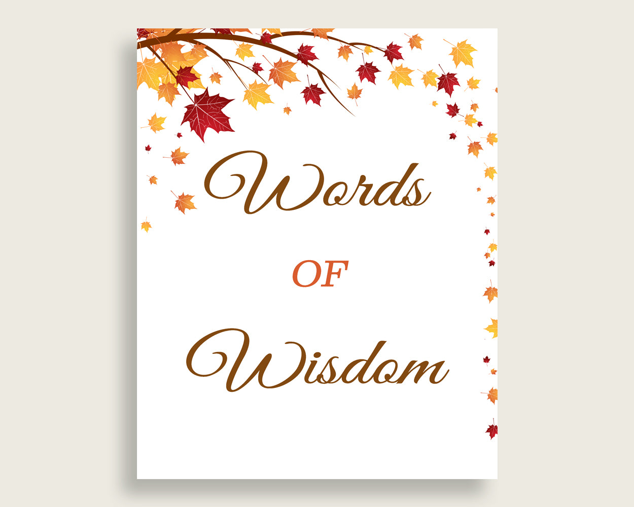 Words Of Wisdom Bridal Shower Words Of Wisdom Fall Bridal Shower Words Of Wisdom Bridal Shower Autumn Words Of Wisdom Brown Yellow YCZ2S