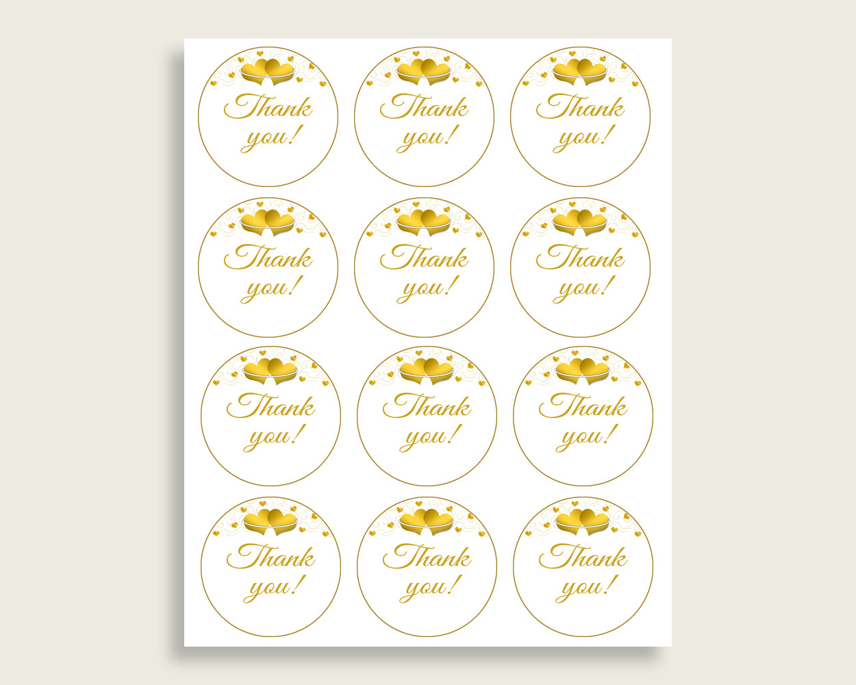 Favors Bridal Shower Favors Gold Hearts Bridal Shower Favors Bridal Shower Gold Hearts Favors White Gold instant download prints 6GQOT