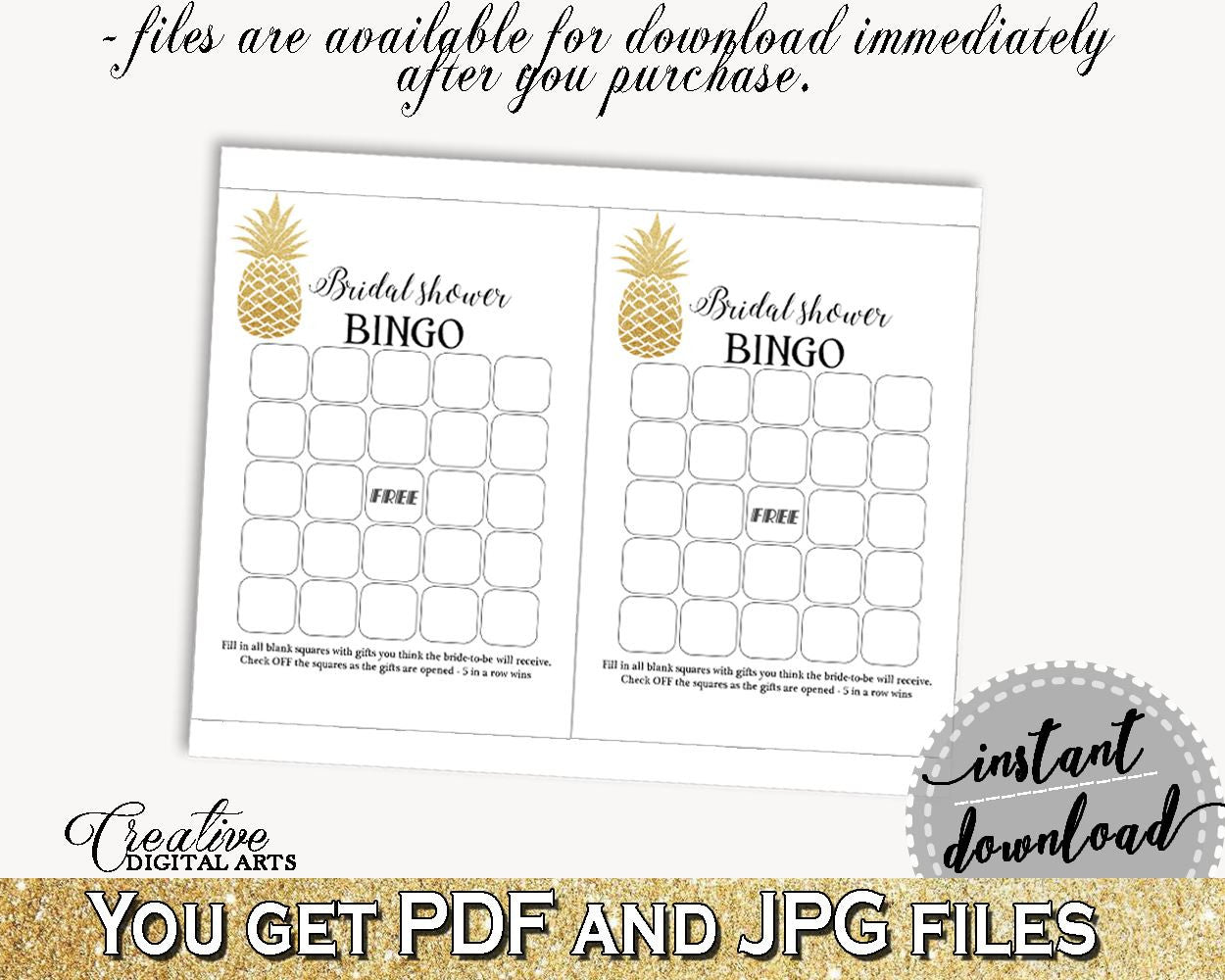 Bingo Gift Game Bridal Shower Bingo Gift Game Pineapple Bridal Shower Bingo Gift Game Bridal Shower Pineapple Bingo Gift Game Gold 86GZU - Digital Product