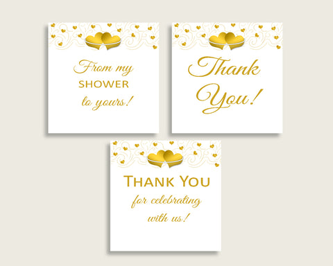 Favor Tags Bridal Shower Favor Tags Gold Hearts Bridal Shower Favor Tags Bridal Shower Gold Hearts Favor Tags White Gold printables 6GQOT
