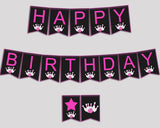 Bowling Happy Birthday Banner, Bowling Birthday Party Banner, Printable Pink Black Banner Letters for Girl, WYP5V