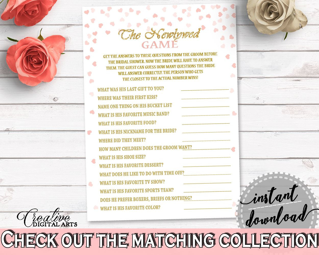 The Newlywed Game Bridal Shower The Newlywed Game Pink And Gold Bridal Shower The Newlywed Game Bridal Shower Pink And Gold The XZCNH - Digital Product