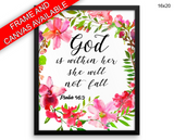 God Is Within Her She Will Not Fall Print, Beautiful Wall Art with Frame and Canvas options