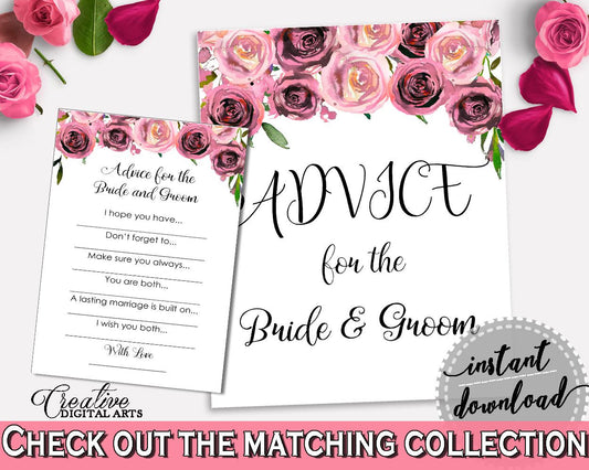 Advice Bridal Shower Advice Floral Bridal Shower Advice Bridal Shower Floral Advice Pink Purple party decorations, party decor BQ24C - Digital Product