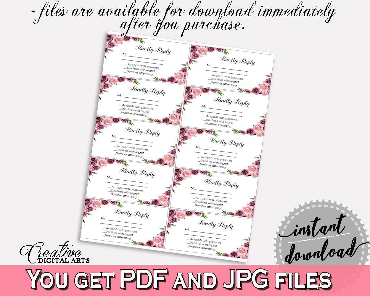 Invitation Insert Bridal Shower Invitation Insert Floral Bridal Shower Invitation Insert Bridal Shower Floral Invitation Insert Pink BQ24C - Digital Product