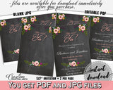 Chalkboard Flowers Bridal Shower She Said Yes Invitation Editable in Black And Pink, shower invite, blackboard shower, party ideas - RBZRX - Digital Product