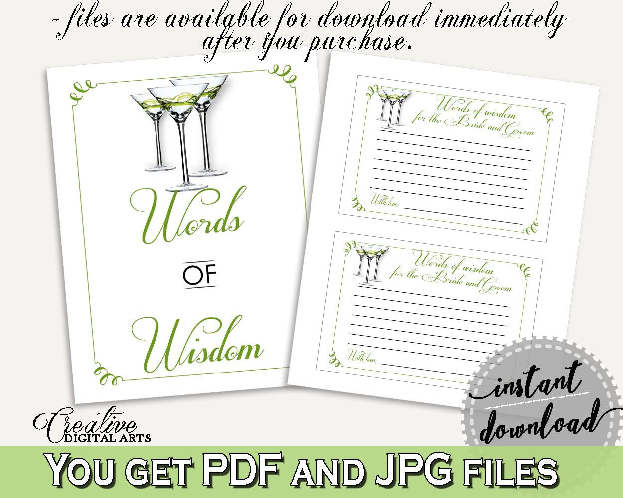 Words Of Wisdom Bridal Shower Words Of Wisdom Modern Martini Bridal Shower Words Of Wisdom Bridal Shower Modern Martini Words Of ARTAN - Digital Product