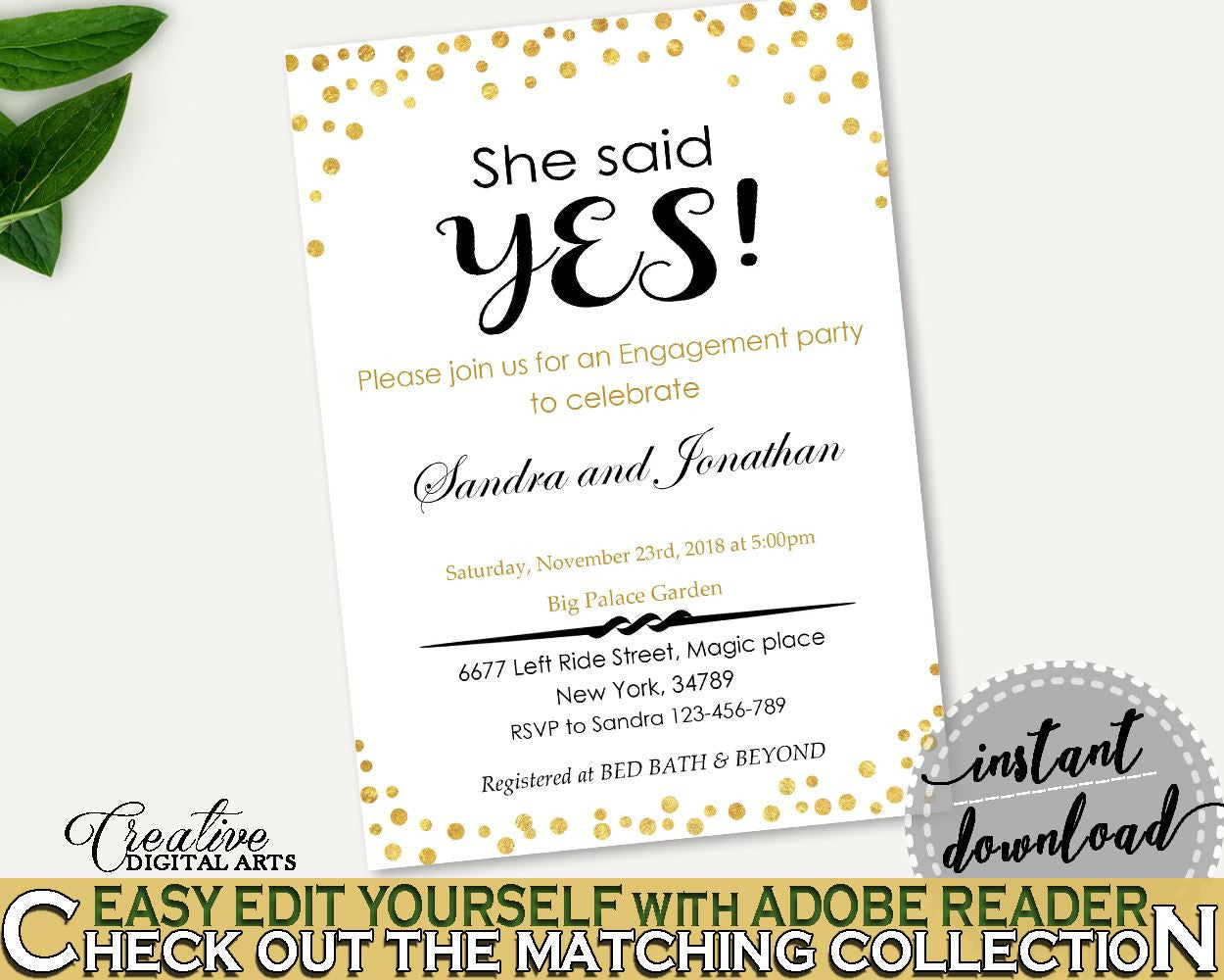 Invitation Template Bridal Shower Invitation Template Confetti Bridal Shower Invitation Template Bridal Shower Confetti Invitation CZXE5 - Digital Product