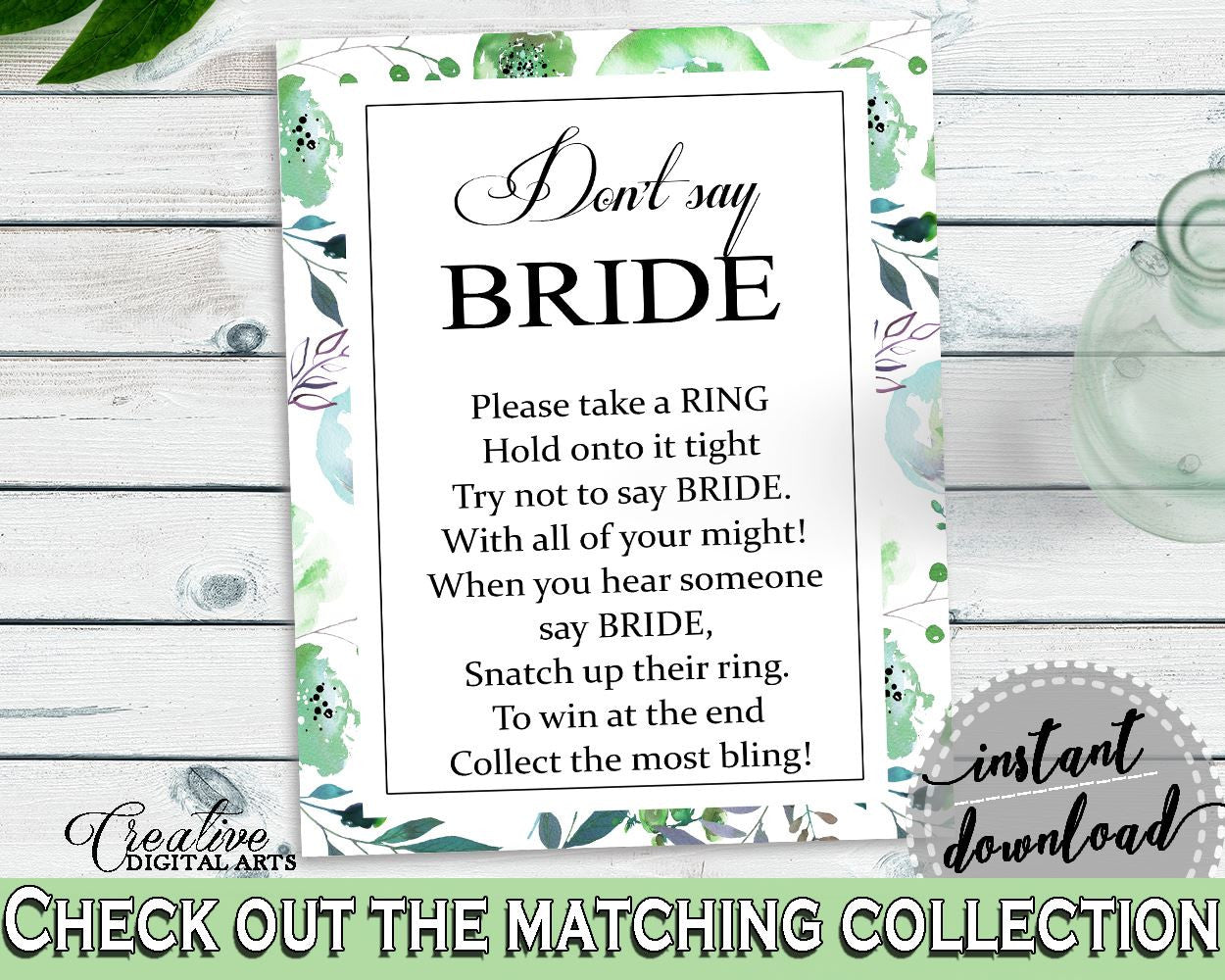 Don't Say Bride Bridal Shower Don't Say Bride Botanic Watercolor Bridal Shower Don't Say Bride Bridal Shower Botanic Watercolor Don't 1LIZN - Digital Product