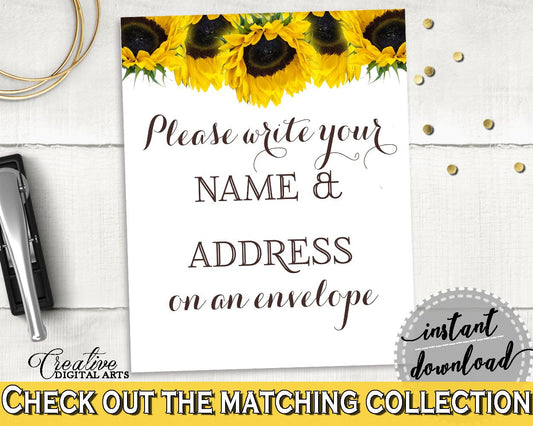 Addressing Sign Bridal Shower Addressing Sign Sunflower Bridal Shower Addressing Sign Bridal Shower Sunflower Addressing Sign Yellow SSNP1 - Digital Product