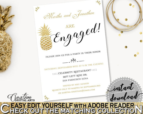 Engaged Invitation Editable Bridal Shower Engaged Invitation Editable Pineapple Bridal Shower Engaged Invitation Editable Bridal 86GZU - Digital Product