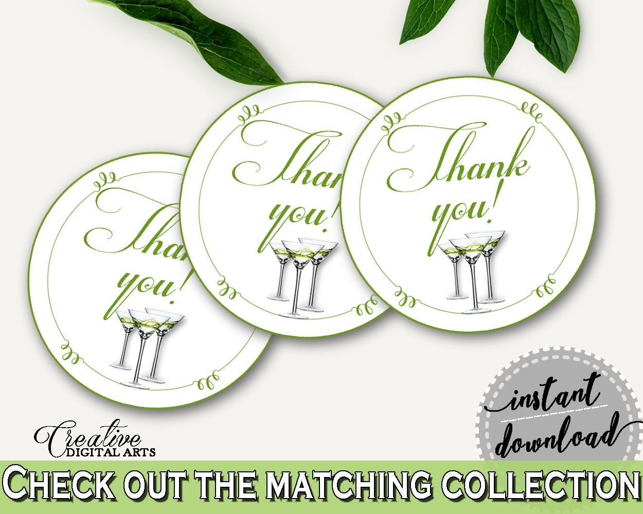 Favors Bridal Shower Favors Modern Martini Bridal Shower Favors Bridal Shower Modern Martini Favors Green White customizable files ARTAN - Digital Product