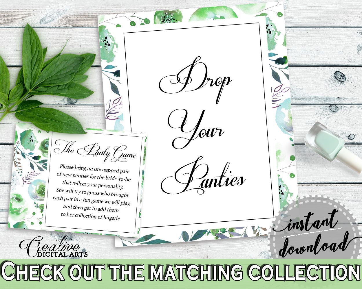 Drop Your Panties Bridal Shower Drop Your Panties Botanic Watercolor Bridal Shower Drop Your Panties Bridal Shower Botanic Watercolor 1LIZN - Digital Product