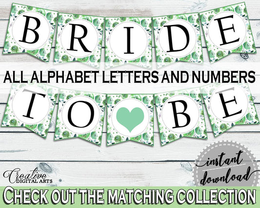 Banner Bridal Shower Banner Botanic Watercolor Bridal Shower Banner Bridal Shower Botanic Watercolor Banner Green White prints, party 1LIZN - Digital Product