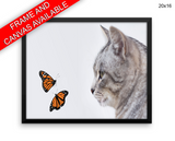 Kitten Butterflies Print, Beautiful Wall Art with Frame and Canvas options available Living Room