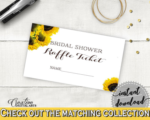 Raffle Ticket Bridal Shower Raffle Ticket Sunflower Bridal Shower Raffle Ticket Bridal Shower Sunflower Raffle Ticket Yellow White SSNP1 - Digital Product