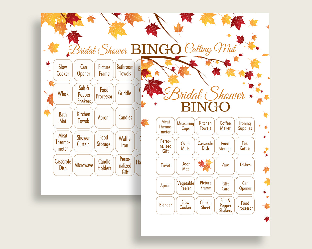 Bingo Bridal Shower Bingo Fall Bridal Shower Bingo Bridal Shower Autumn Bingo Brown Yellow party décor party supplies party theme YCZ2S