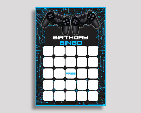 Video Game Bingo Gift Video Game Birthday Bingo Blank Video Game Bingo Cards Black Blue Birthday Activity Boy 5IAY6
