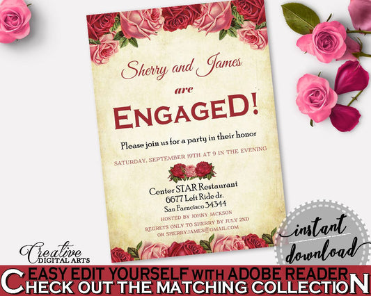 Engagement Invitation Bridal Shower Engagement Invitation Vintage Bridal Shower Engagement Invitation Bridal Shower Vintage Engagement XBJK2 - Digital Product