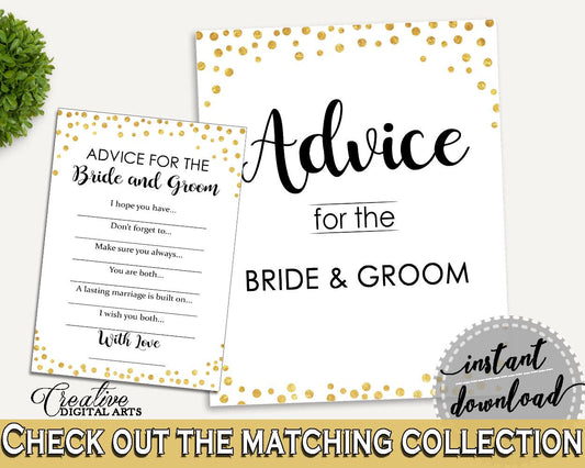 Advice Bridal Shower Advice Confetti Bridal Shower Advice Bridal Shower Confetti Advice Gold White digital print, party supplies CZXE5 - Digital Product