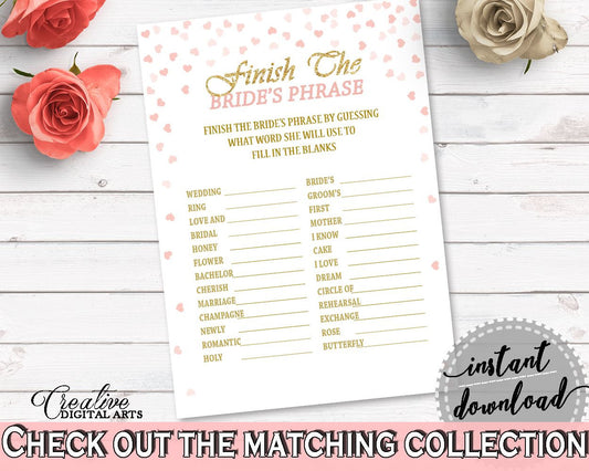 Finish The Phrase Bridal Shower Finish The Phrase Pink And Gold Bridal Shower Finish The Phrase Bridal Shower Pink And Gold Finish The XZCNH - Digital Product