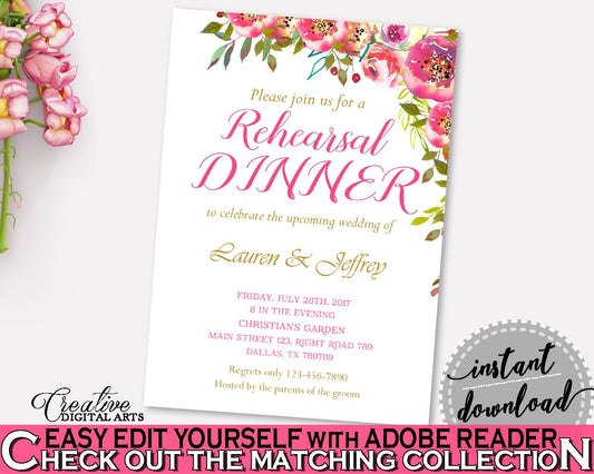 Rehearsal Dinner Invitation Bridal Shower Rehearsal Dinner Invitation Spring Flowers Bridal Shower Rehearsal Dinner Invitation Bridal UY5IG - Digital Product