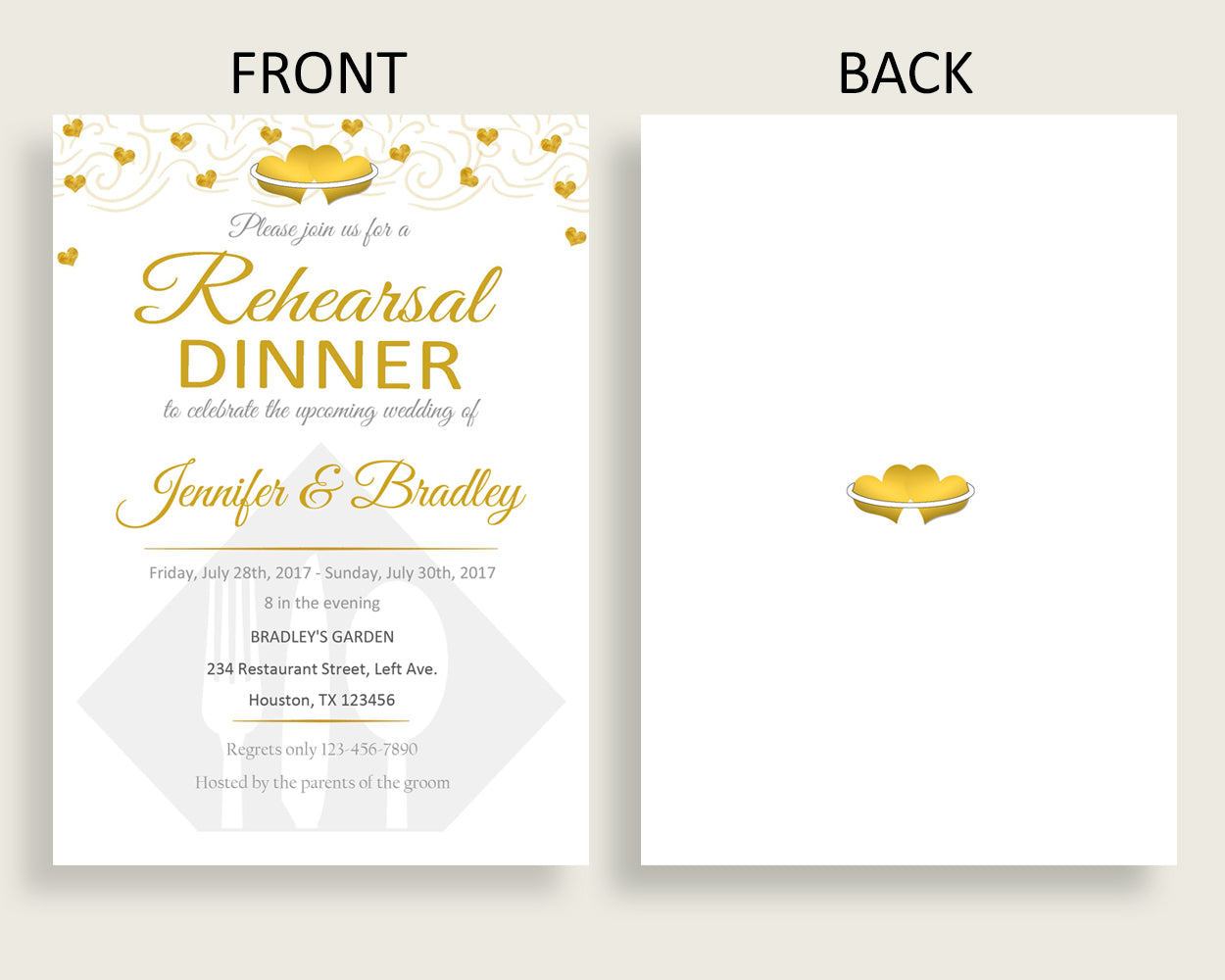 Rehearsal Dinner Invitation Bridal Shower Rehearsal Dinner Invitation Gold Hearts Bridal Shower Rehearsal Dinner Invitation Bridal 6GQOT