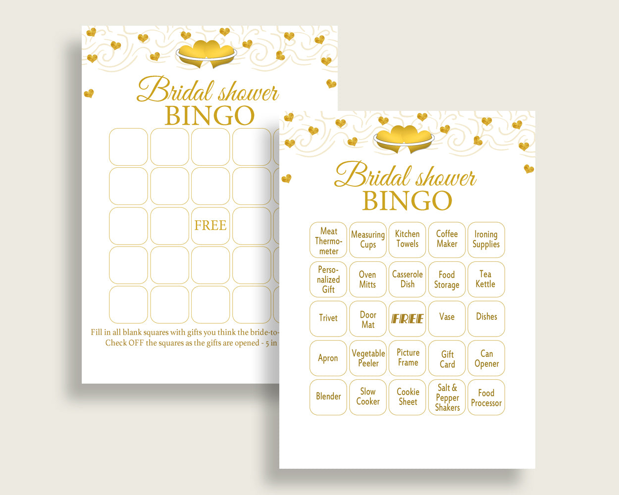 Bingo Bridal Shower Bingo Gold Hearts Bridal Shower Bingo Bridal Shower Gold Hearts Bingo White Gold pdf jpg party stuff prints 6GQOT