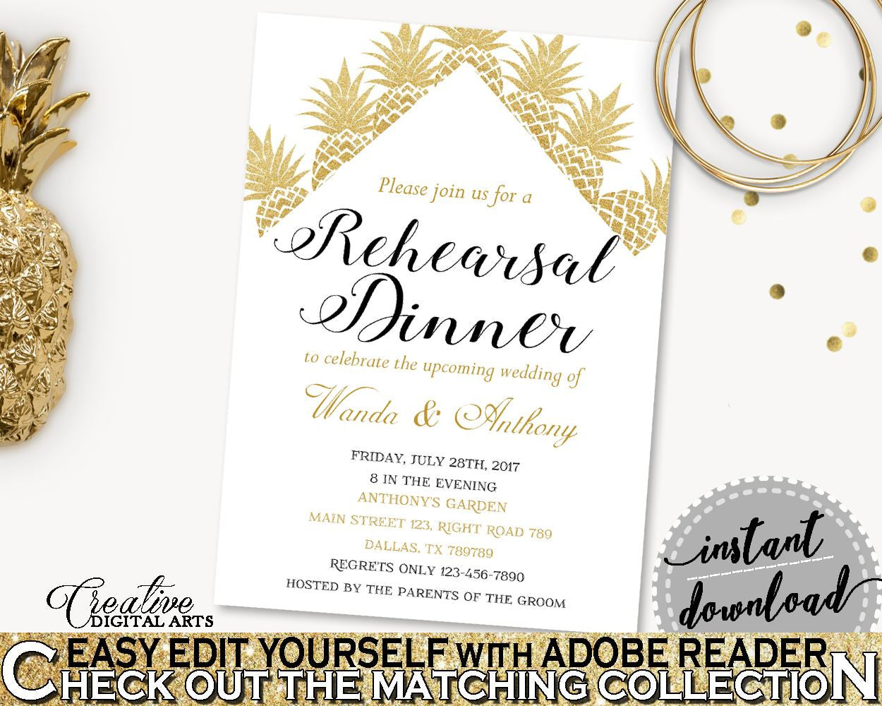 Rehearsal Dinner Invitation Editable Bridal Shower Rehearsal Dinner Invitation Editable Pineapple Bridal Shower Rehearsal Dinner 86GZU - Digital Product