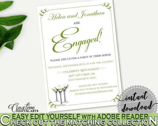 Engagement Invitation Bridal Shower Engagement Invitation Modern Martini Bridal Shower Engagement Invitation Bridal Shower Modern ARTAN - Digital Product