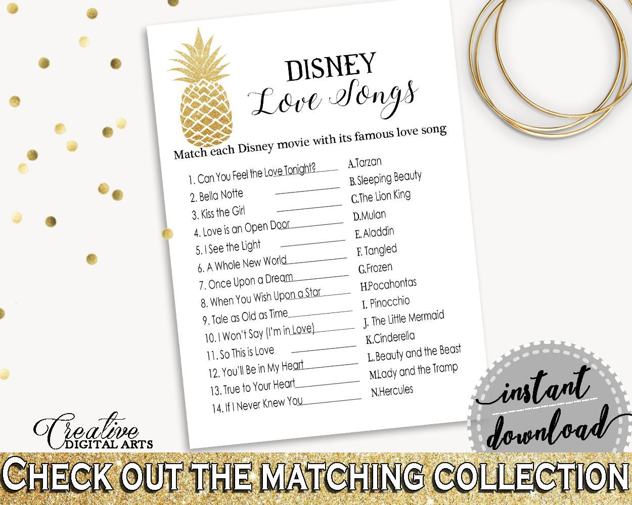 Disney Love Songs Game Bridal Shower Disney Love Songs Game Pineapple Bridal Shower Disney Love Songs Game Bridal Shower Pineapple 86GZU - Digital Product