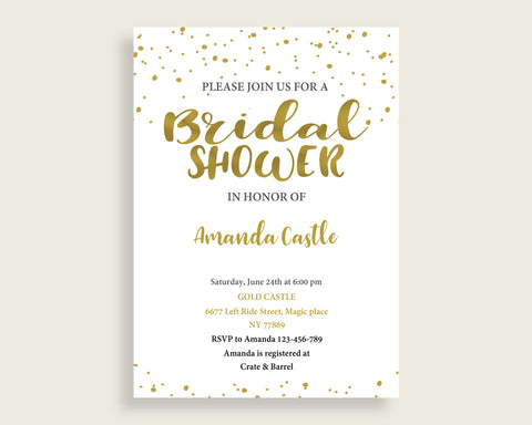 Invitation Bridal Shower Invitation Gold Bridal Shower Invitation Bridal Shower Gold Invitation Gold White pdf jpg digital print paper G2ZNX